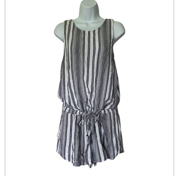 Bella Dahl Easy Linen Blend Romper Santorini Stripe  Size M - Picture 3 of 12